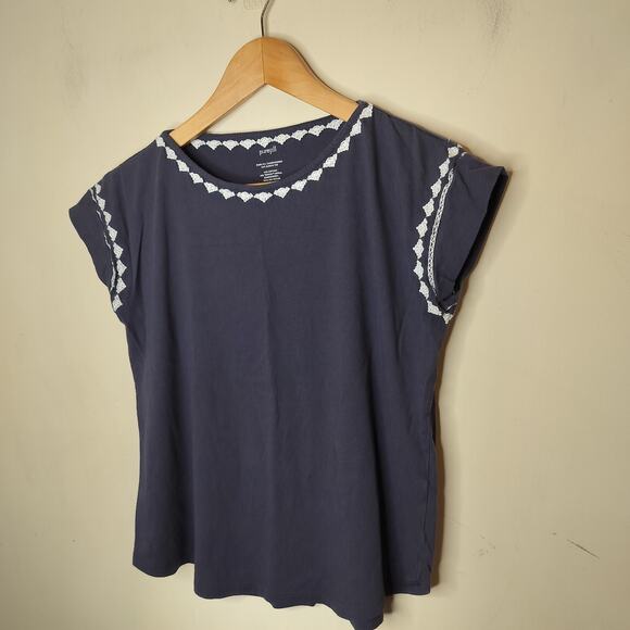 J Jill Pure Jill Embroidered Cap Sleeve Tee - Picture 3 of 7